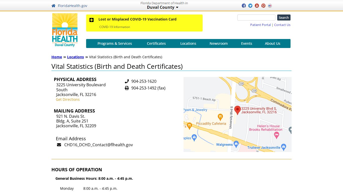 Vital Statistics (Birth and Death Certificates) | Florida Department of ...